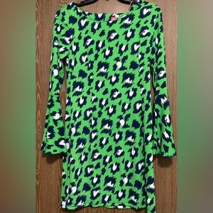 Macbeth collection Green and Blue Leopard Print Dress
